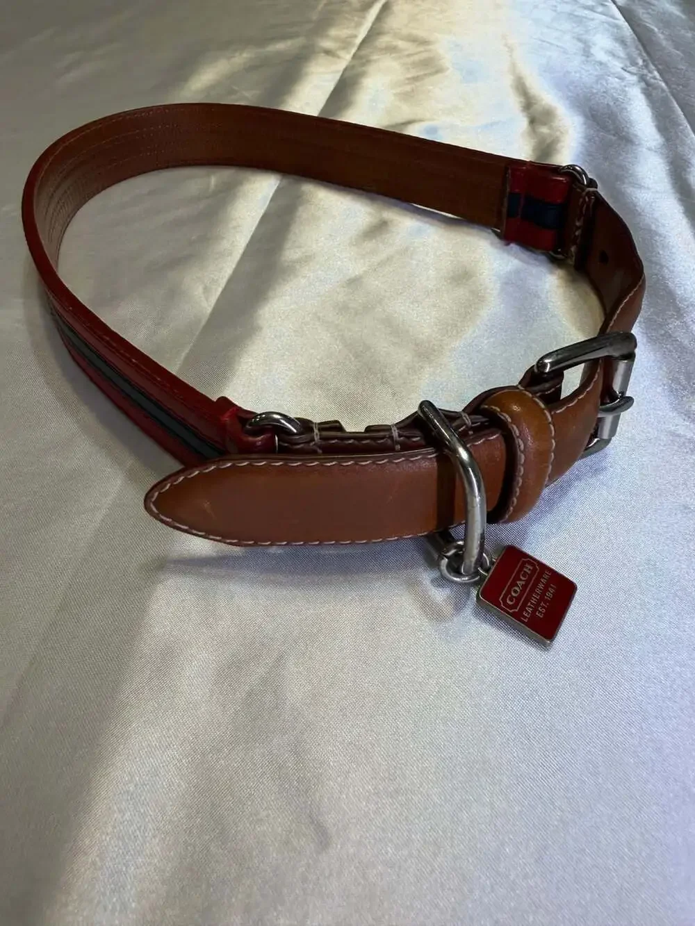 Coach Red Leather Dog Collar Size XL
